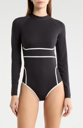 Rip Curl Mirage Fusion Long Sleeve UPF 50+ One-Piece Rashguard Swimsuit in Black at Nordstrom, Size Xx-Large