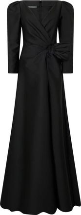 Alberta Ferretti Lange jurk met V-hals - Dames - Avondkleed - Zwart - S - Polyester - Kleedjes