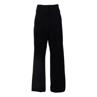 Sportmax Broeken, Dames, Zwart, S, Wol, Wide Broeken