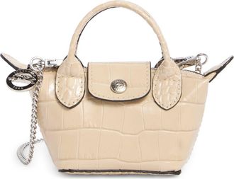 Longchamp Nano Croc Embossed Leather Crossbody Bag in Chalk at Nordstrom Rack