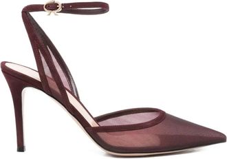 Gianvito Rossi Pumps, female, Red, Size: 8 1/2 US Red Heel Slingbacks in Suede and Mesh