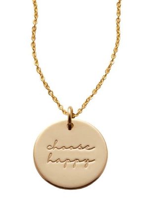 Made by Mary Pause Collection Disc Necklace in Gold Filled - Choose Happy at Nordstrom