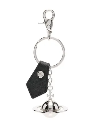 Vivienne Westwood orb-plaque charm keyring - women - Calf Leather/Metal - One Size - Black