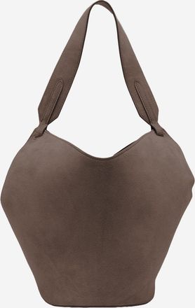 Khaite Womens Shoulder Bag Lotus Mini Suede Brown Baby Calfskin