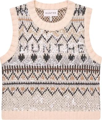 Munthe Verst Outerwear - Dames - Ronde hals truien - Beige - S - Wol - Truien & Vesten
