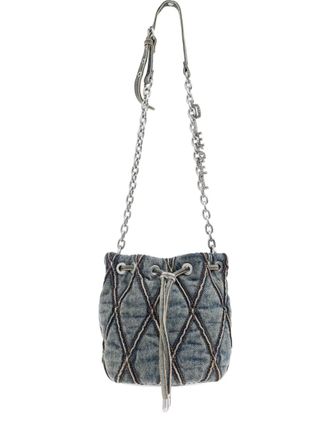 Diesel mini Charm-D quilted chain-strap bag - women - Cotton/Polyurethane - One Size - Blue