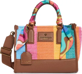 Kurt Geiger Small Chiswick Raffia Tote in Brown/Rainbow at Nordstrom Rack