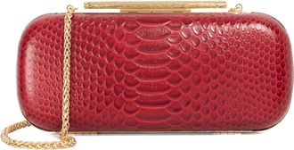 Dune London Womens Accessories Body - Structured Chain Strap Clutch Bag - Red Leather - One Size