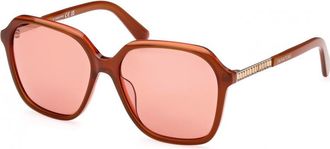 Swarovski Womens SK0390-5642J SK0390 56 5642J Sunglasses - Red - One Size