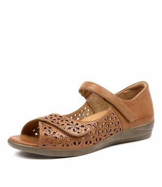 Ziera Womens Daffodil-W Sandals In Tan Leather