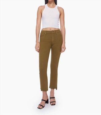 Mother The Insider Crop Step Fray Jean In Fir Green