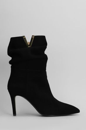 ショートブーツ・ブーティ VIA ROMA 15 FW25 Ankle boots (1476 VELOURPSYKE) Via Roma 15 leather akle boots with gold V-shaped detail for