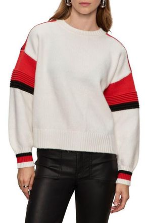 Sanctuary Sporty Stripe Crewneck Sweater in Cherry Lacquer Red at Nordstrom, Size X-Small