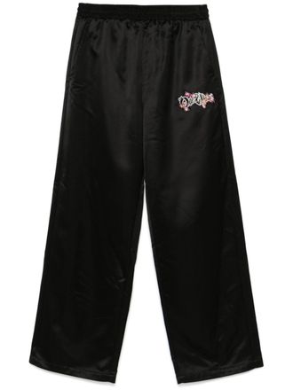 Off-white logo-embroidered trousers - men - Viscose/Viscose/Cupro - 46 - Blue