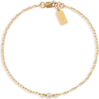 Set & Stones Cubic Zirconia Birthstone Pendant Bracelet in Gold/april at Nordstrom