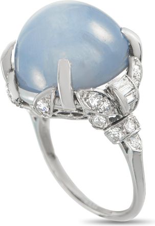 Luxury Bazaar Platinum 0.45ct Diamond and Star Sapphire Ring MF28-051526