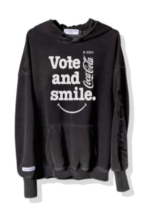 The Laundry Room Unisex Coca Cola Vote And Smile Hideout Hoodie In Black Snow