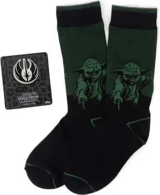 Cufflinks Inc. Green Yoda Socks & Jedi Lapel Pin Gift Set in Black at Nordstrom, Size 10-13