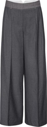 Remain Twee-Kleur Wijde Broek - Dames - Wijde Broeken - Grijs - L - Wol - Broeken