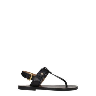 Isabel Marant Black Leather Flip-Flop Womens Sandals