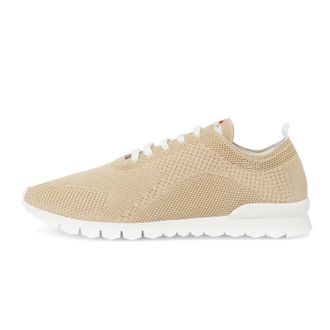 Kiton Mens Knitted-Upper Low-Top Sneakers In Beige