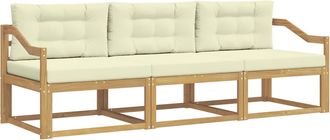 vidaXL Conjunto De Sof&aacute;s De Exterior 3 Uds. Blanco Y Crema Poli&eacute;ster Vidaxl