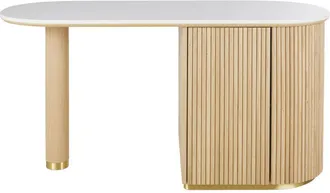 Maisons du monde Isla central de cocina con 4 puertas en terrazo blanco