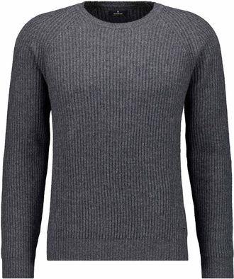 Ragman Rundhalspullover RAGMAN, Herren, Gr. 54, grau (anthrazit), 90% Wolle 10% Cashmere, ohne Ausschnitt, Pullover Rundhalspullover
