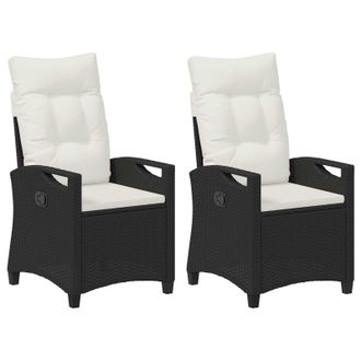 vidaXL Silla De Jard&iacute;n 2 Pcs Negro Y Crema 56 X 60 X 112 Cm Vidaxl