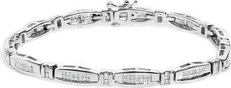 House of Brilliance 14K White Gold 2.0 Cttw Princess and Round Diamond Bar and Link Bracelet at Nordstrom