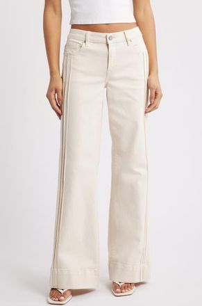 Hidden Jeans Pintuck Mid Rise Flare Jeans in Ecru at Nordstrom, Size 24