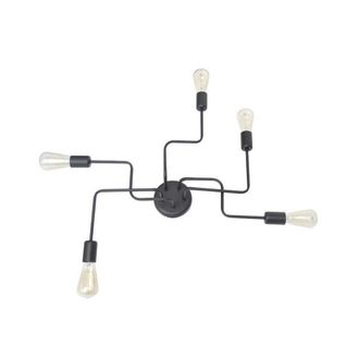 Netlighting Tube Multi Arm Semi Flush Ceiling Light Black 64cm