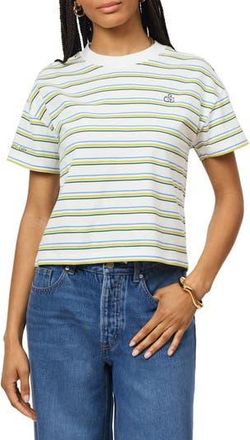 Scotch & Soda Boxy Yarn Dye Stripe T-Shirt in Sugar Swizzle Lentil Sprout at Nordstrom Rack, Size X-Small