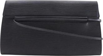 Louis Vuitton Pre-owned Shoulder Bags, female, Black, Size: ONE SIZE Pre-owned Envelope Style Textured Leather Clutch with Detachable Strap