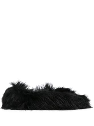 Jil Sander faux-fur ballerina shoes - women - Calf Leather/Sheepskin/Sheepskin - 36 - Black