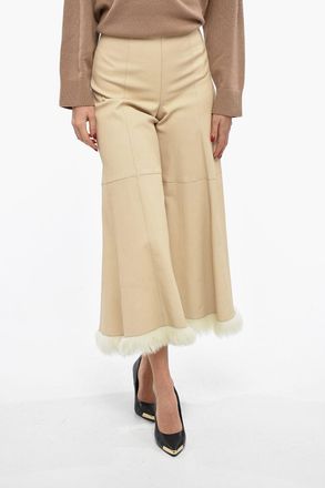 By Malene Birger Pantaloni Boot Cut MURIELL in Pelle con Fondo in Pelliccia By Malene Birger