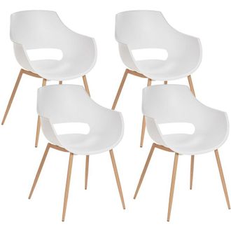Beliani Set di 4 sedie da pranzo moderne minimaliste con seduta in plastica Bianco Millers