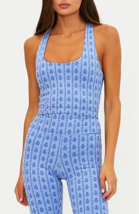 Beach Riot Yara Floral Stripe Tank in Sapphire Space Dye at Nordstrom, Size X-Large
