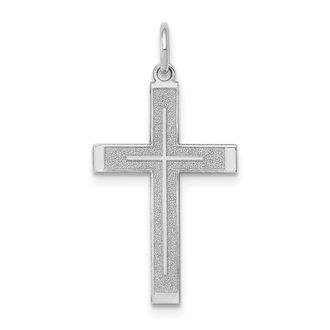 Diamond2Deal 14K White Gold Laser Designed Cross Pendant