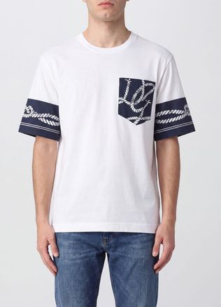 Dolce & Gabbana T-shirt in cotone e seta con stampa grafica e profili a contrasto