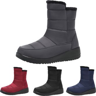 Generic Snow Boots Womens Outdoor Fur Lining Winter Shoes Waterproof Warm Hiking Booties Cold Weather Anti Slip Lightweight Ankle Bootie Ladies Slip On Boots 