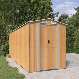 vidaXL Cobertizo Jard&iacute;n Acero Galvanizado Marr&oacute;n Claro 192x523x223 Cm Vidaxl