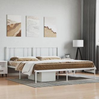 Berkfield Home Metal Bed Frame with Headboard White 183x213 cm