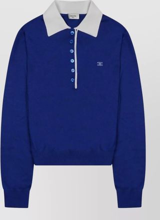 Celine fine-knit cashmere-silk polo jumper