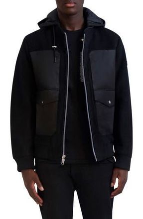 Karl Lagerfeld Hooded Bomber Jacket in Black at Nordstrom Rack, Size X-Large