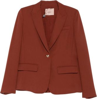 Twinset Blazer met hartknoop - Dames - Jassen - Bruin - Maat: XL Zijde