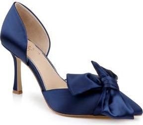 Badgley Mischka Sidney Pointed Toe dOrsay Pump in Navy Satin at Nordstrom Rack, Size 5.5