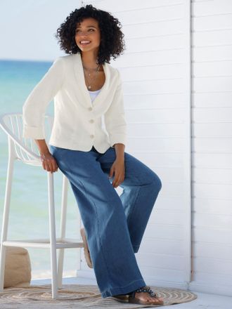 Heine Jackenblazer HEINE Blazer, Damen, Gr. 34, ecru, 100% Leinen, Blazer Jackenblazer