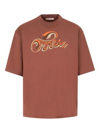 Marni logo-detail short-sleeve T-shirt - Brown