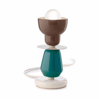 Ferroluce Berimbau Brown Moka + Turquoise Low Table Lamp
